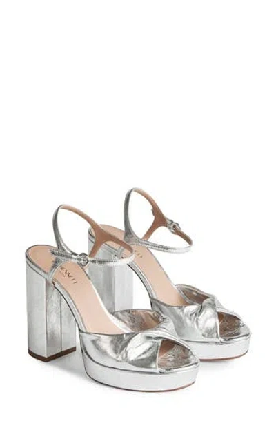 Lk Bennett Rosa Twist Front Platform Ankle Strap Sandal In Metallic