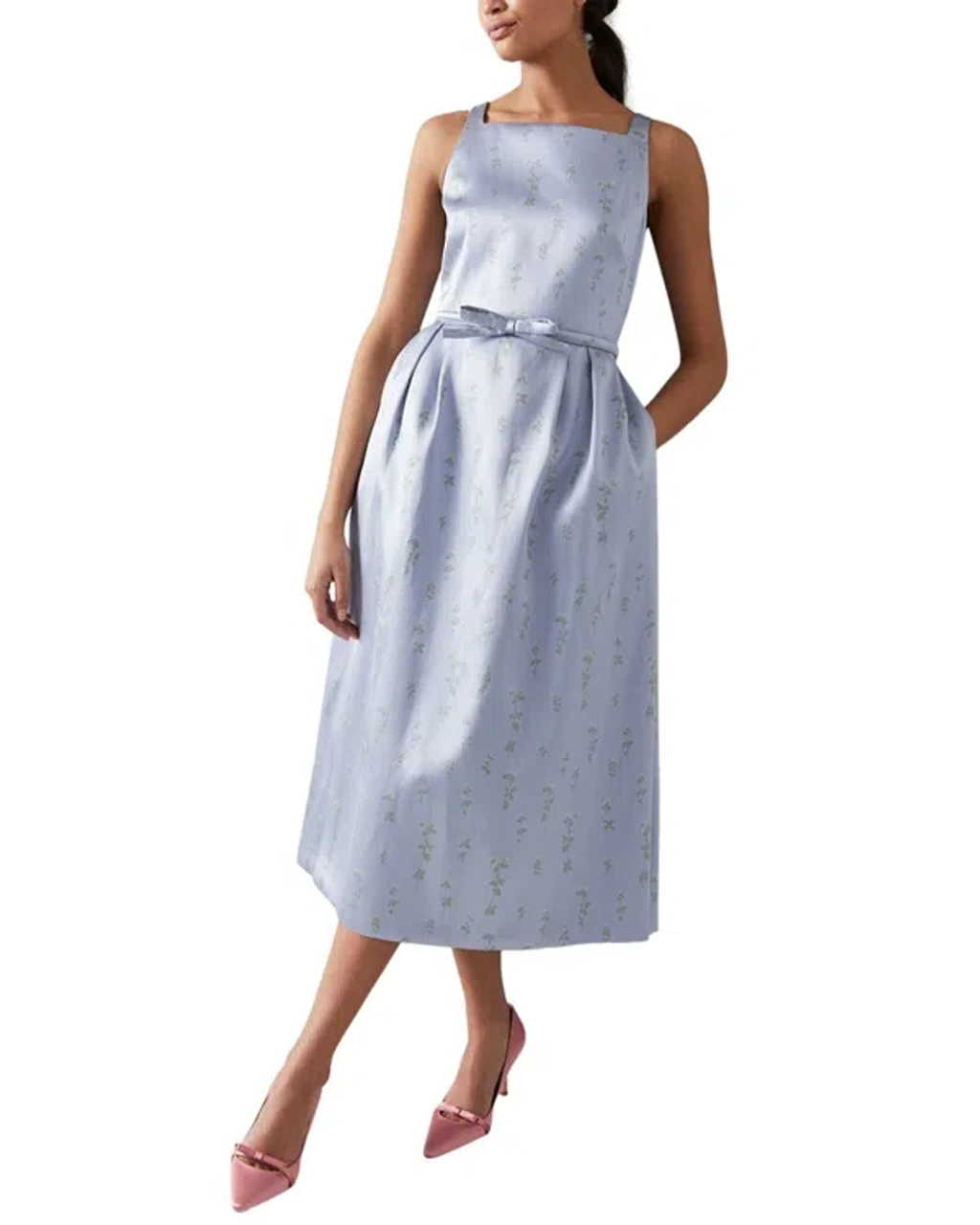 lk bennett bridesmaid dresses L.K. BENNETT Yellow Chiffon Sleeveless Dress (UK 8)  The Freperie
