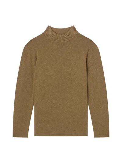 Lk Bennett Sadie Gold Turtle Neck Metallic Knit Top In Tan