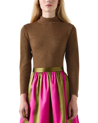 Lk Bennett Sadie Knitted Silk Top In Green
