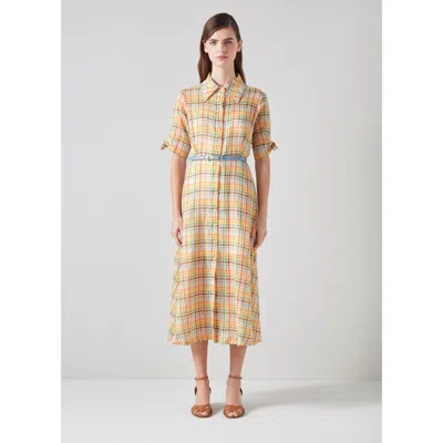 Lk Bennett Saffron Midi Seersucker Shirtdress In Multi