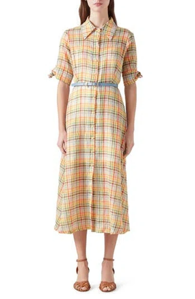 LK BENNETT LK BENNETT SAFFRON MIDI SEERSUCKER SHIRTDRESS