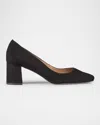 Lk Bennett Womens Bla-black Sally Square-toe Suede Heeled Courts In Black