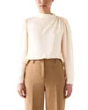 Lk Bennett Samantha Button Shoulder Top In White