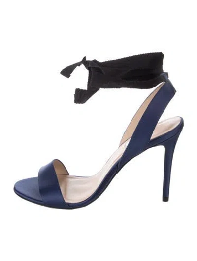 Pre-owned Lk Bennett Satin Sandals In Blue