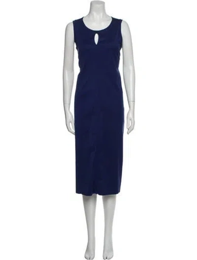 Pre-owned Lk Bennett Scoop Neck Midi Length Dress In Blue