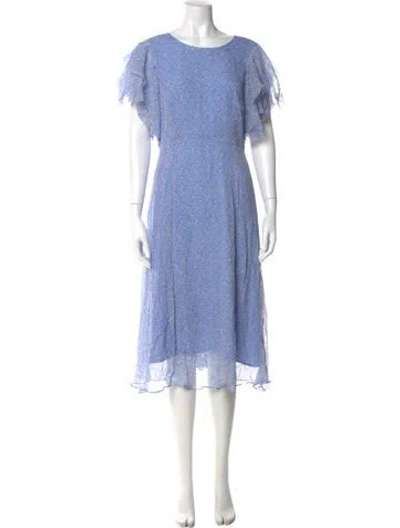 Pre-owned Lk Bennett Scoop Neck Midi Length Dress In Blue