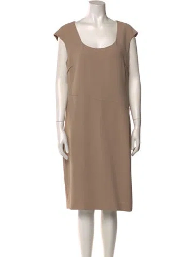 Pre-owned Lk Bennett Scoop Neck Midi Length Dress In Neutral