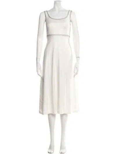 Pre-owned Lk Bennett Scoop Neck Midi Length Dress In Neutral