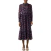 Lk Bennett Selina Floral-print Flounce Midi Dress In Navy