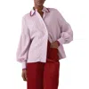 Lk Bennett Selma Stripe Lantern Sleeve Button-up Shirt In Pink