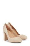 Lk Bennett Serenity Block Heel Pump In Camel