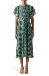 Lk Bennett Short Sleeve A-line Midi Dress In Multi