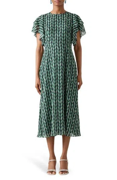 LK BENNETT LK BENNETT SHORT SLEEVE A-LINE MIDI DRESS