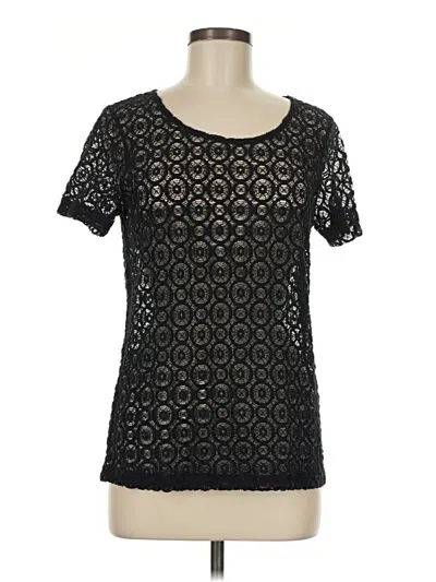 Pre-owned Lk Bennett Short Sleeve Top Black Keyhole Neckline Tops