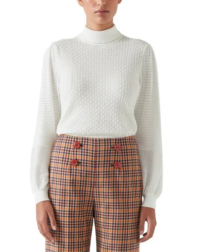 Lk Bennett Silk-blend Theresa Knitted Top In White