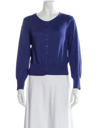 Pre-owned Lk Bennett Silk Crew Neck Sweater In Blue