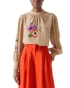 Lk Bennett Silk Fleur Blouse In Brown