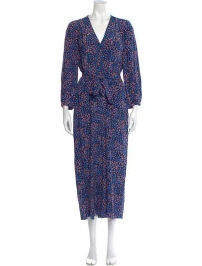 Pre-owned Lk Bennett Silk Floral Print Jumpsuit In Blue