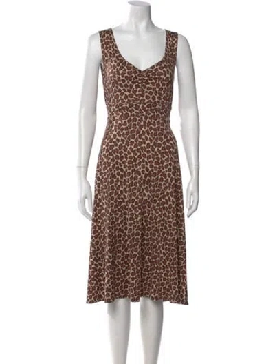 Pre-owned Lk Bennett Silk Knee-length Dress In Brown