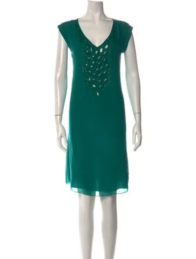 Pre-owned Lk Bennett Silk Knee-length Dress In Green