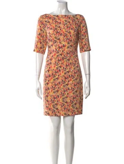 Pre-owned Lk Bennett Silk Knee-length Dress In Orange