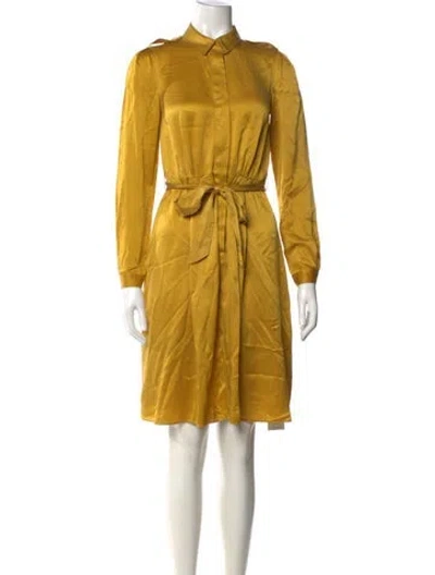 Pre-owned Lk Bennett Silk Knee-length Dress In Yellow