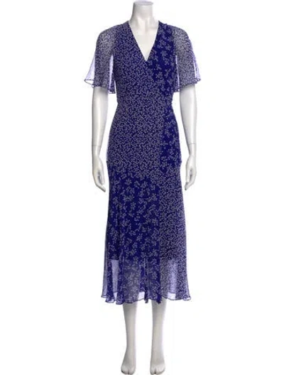 Pre-owned Lk Bennett Silk Long Dress In Blue