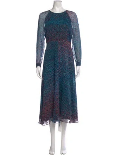 Pre-owned Lk Bennett Silk Long Dress In Blue