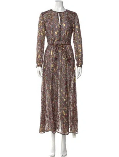 Pre-owned Lk Bennett Silk Long Dress In Multi