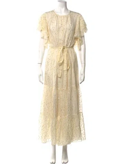 Pre-owned Lk Bennett Silk Long Dress In Neutrals