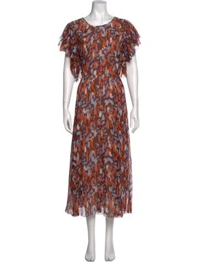 Pre-owned Lk Bennett Silk Long Dress In Orange