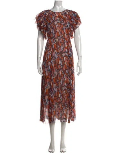 Pre-owned Lk Bennett Silk Long Dress W/ Tags In Orange