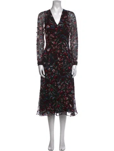 Pre-owned Lk Bennett Silk Midi Length Dress In Black