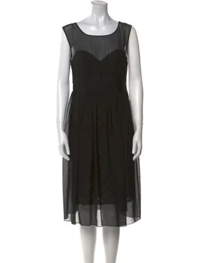 Pre-owned Lk Bennett Silk Midi Length Dress In Black