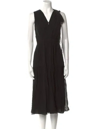 Pre-owned Lk Bennett Silk Midi Length Dress In Black