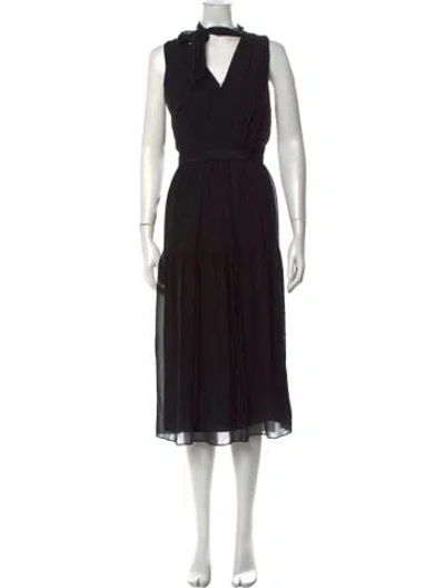 Pre-owned Lk Bennett Silk Midi Length Dress In Black