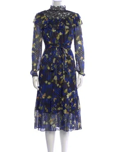 Pre-owned Lk Bennett Silk Midi Length Dress In Blue