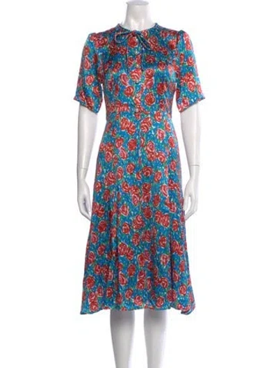 Pre-owned Lk Bennett Silk Midi Length Dress In Blue