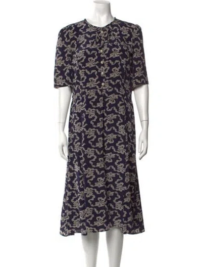 Pre-owned Lk Bennett Silk Midi Length Dress In Blue