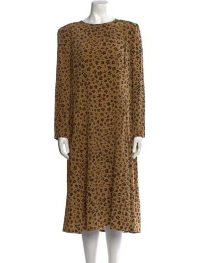 Pre-owned Lk Bennett Silk Midi Length Dress In Brown