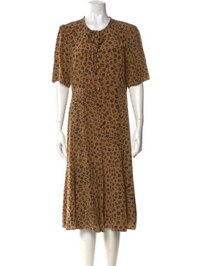 Pre-owned Lk Bennett Silk Midi Length Dress In Brown