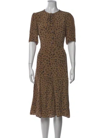Pre-owned Lk Bennett Silk Midi Length Dress In Brown