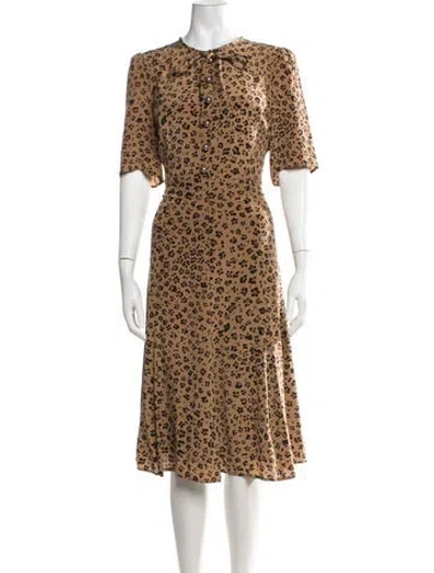Pre-owned Lk Bennett Silk Midi Length Dress In Brown
