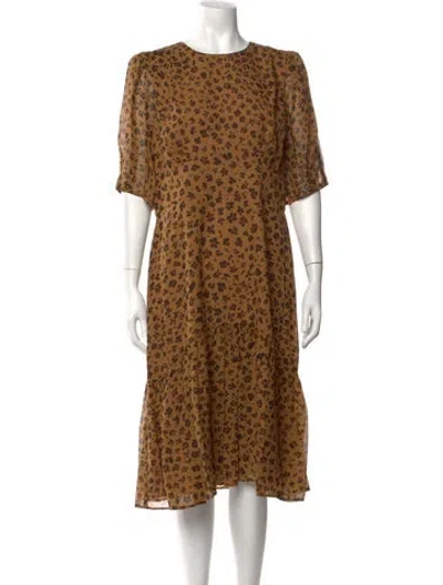 Pre-owned Lk Bennett Silk Midi Length Dress In Brown