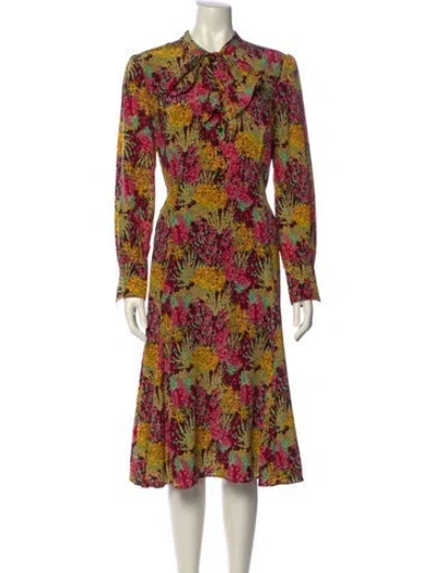 Pre-owned Lk Bennett Silk Midi Length Dress In Burgundy