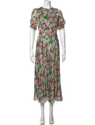 Pre-owned Lk Bennett Silk Midi Length Dress In Green