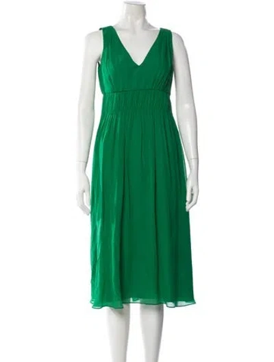 Pre-owned Lk Bennett Silk Midi Length Dress In Green