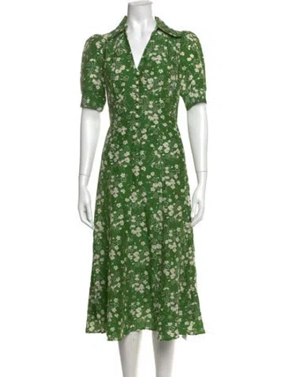 Pre-owned Lk Bennett Silk Midi Length Dress In Green