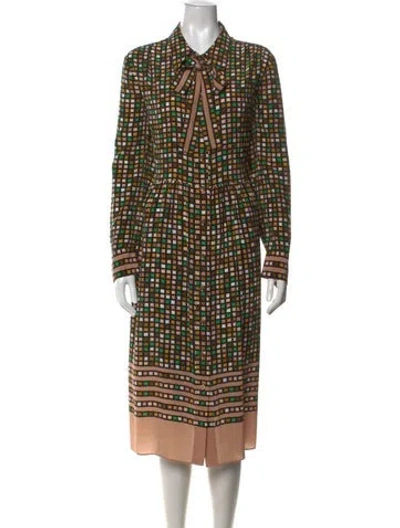 Pre-owned Lk Bennett Silk Midi Length Dress In Multicolor